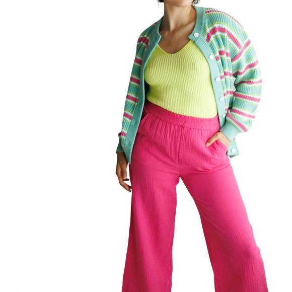 NEW FRNCH aymie woven pant in fuchsia - Picture 4 of 4